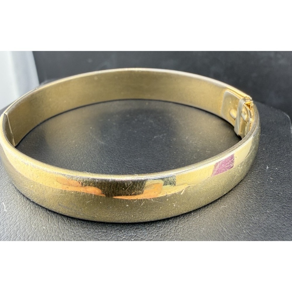 Vintage Monet Bangle Bracelet Clamper Gold Tone 6.5" Signed